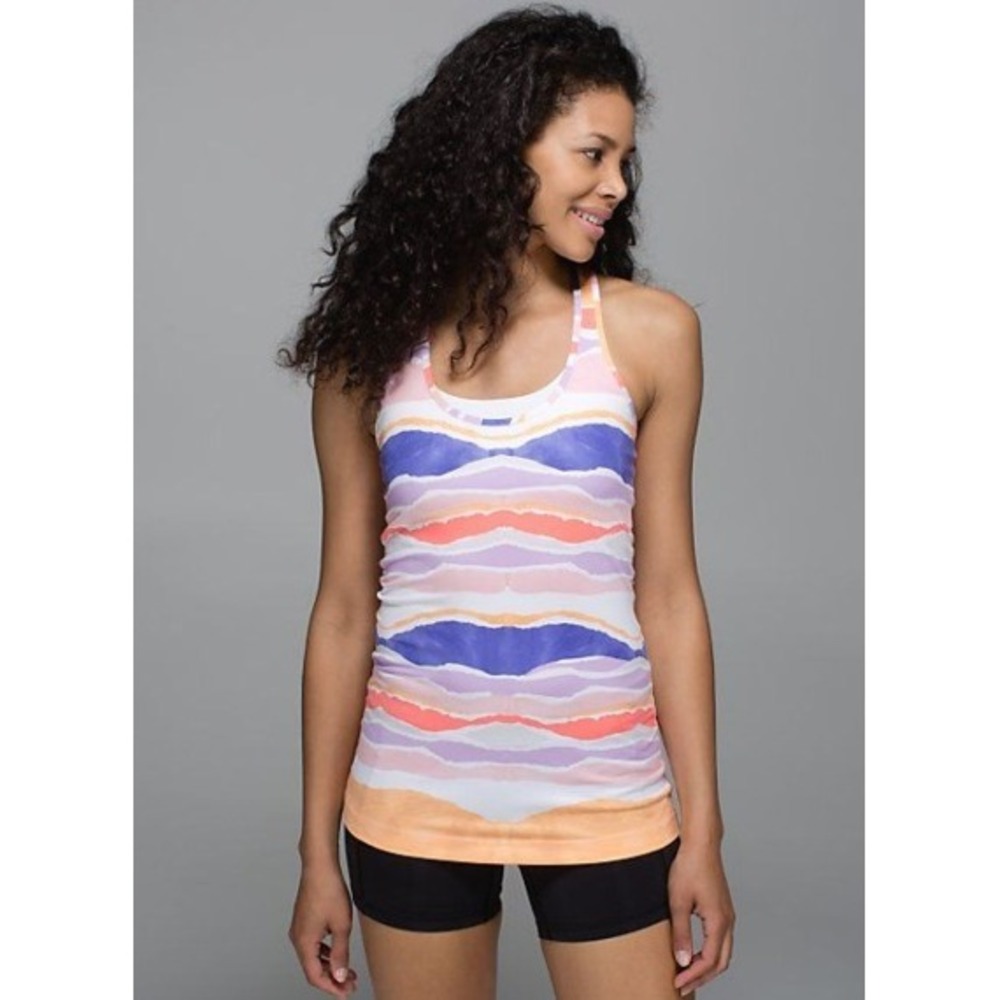 Lululemon Cool Racerback Tank Multi Stripe Yoga Gym Athletic Top Large